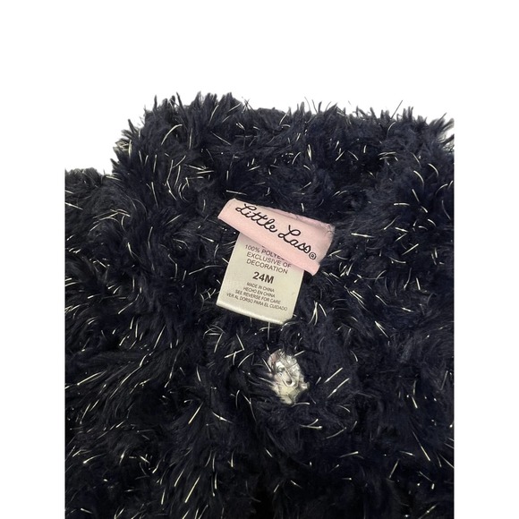 LITTLE LASS Blue Faux Fur & Rhinestone Vest-Velvet Sash‎ 24 mo - Picture 3 of 4